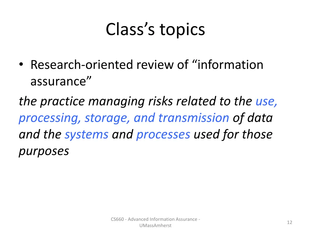 class s topics