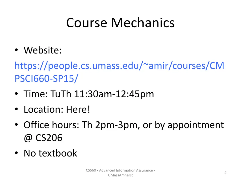 course mechanics