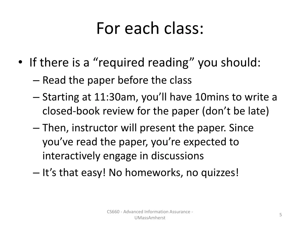 for each class