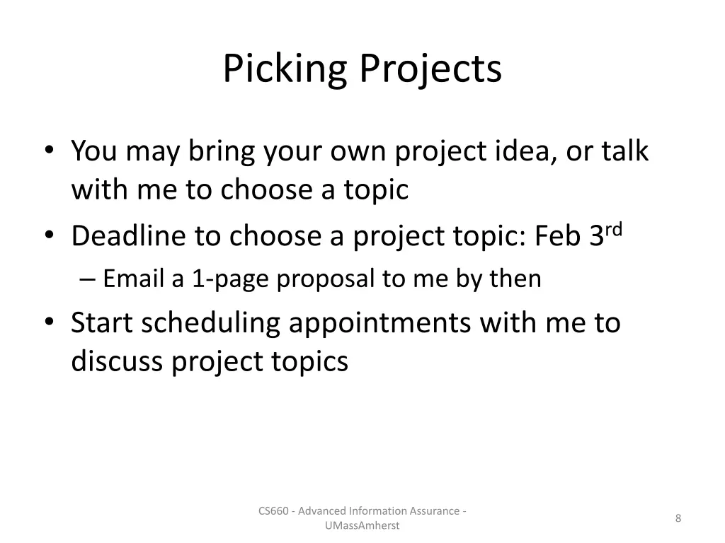 picking projects