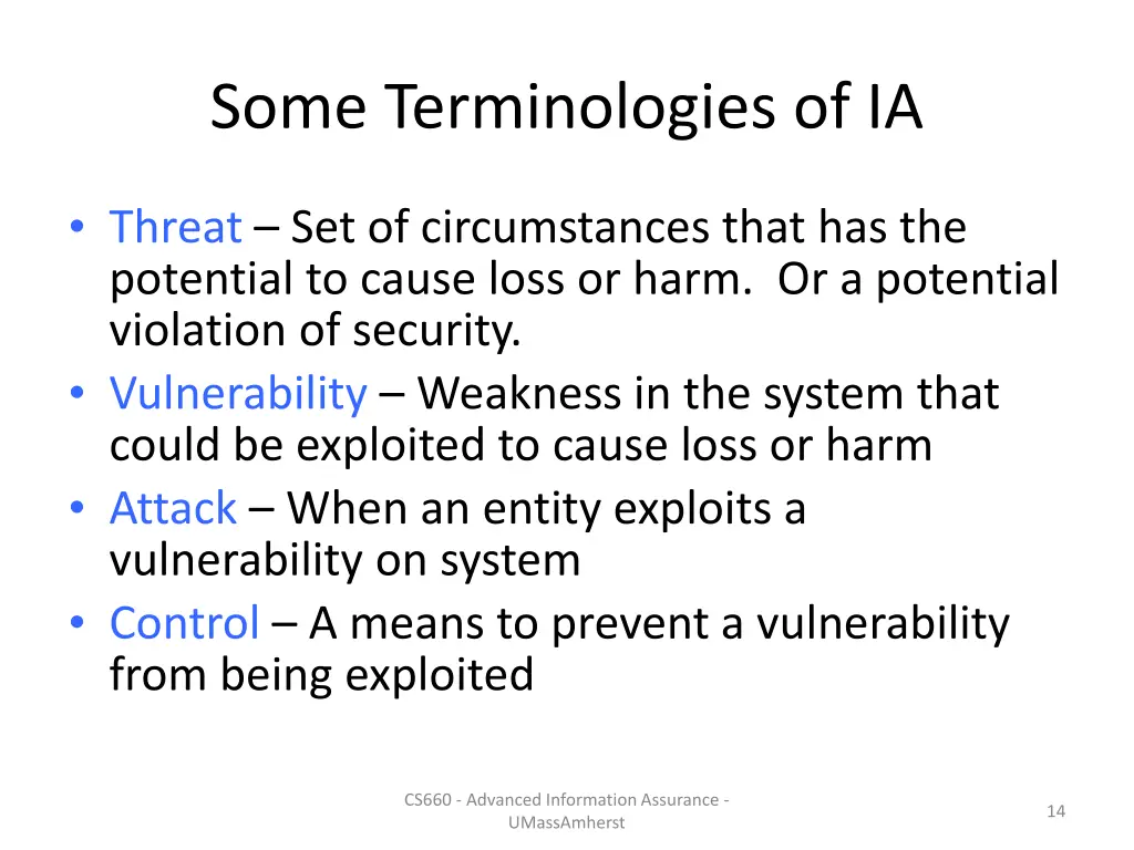 some terminologies of ia