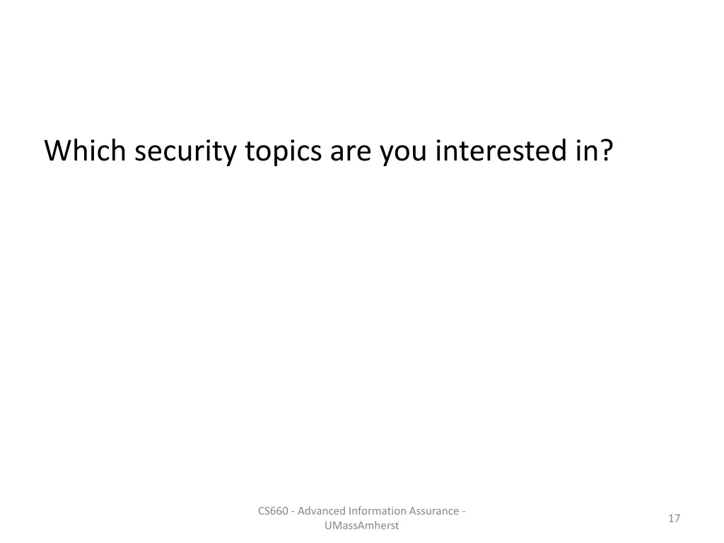 which security topics are you interested in