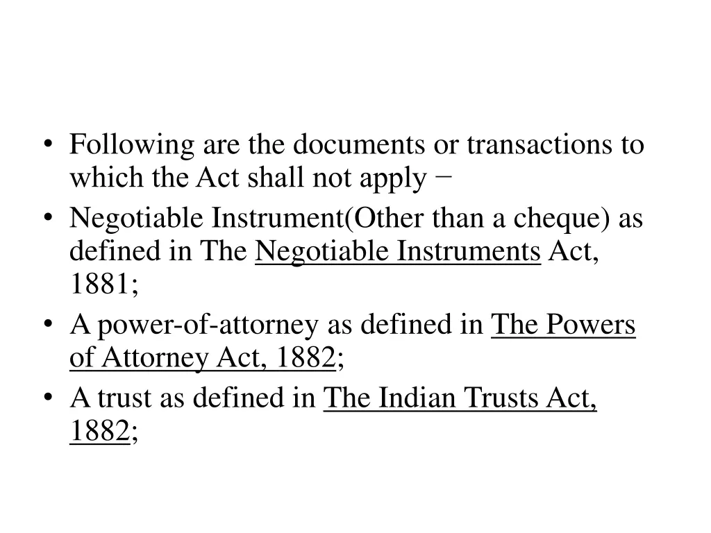 following are the documents or transactions