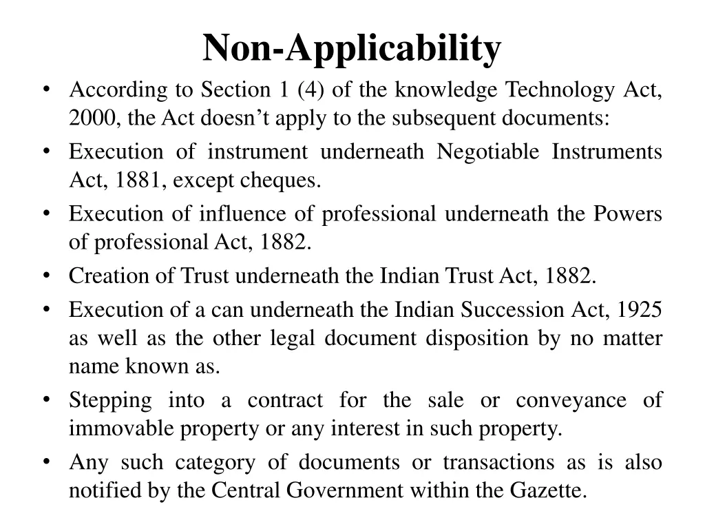 non applicability