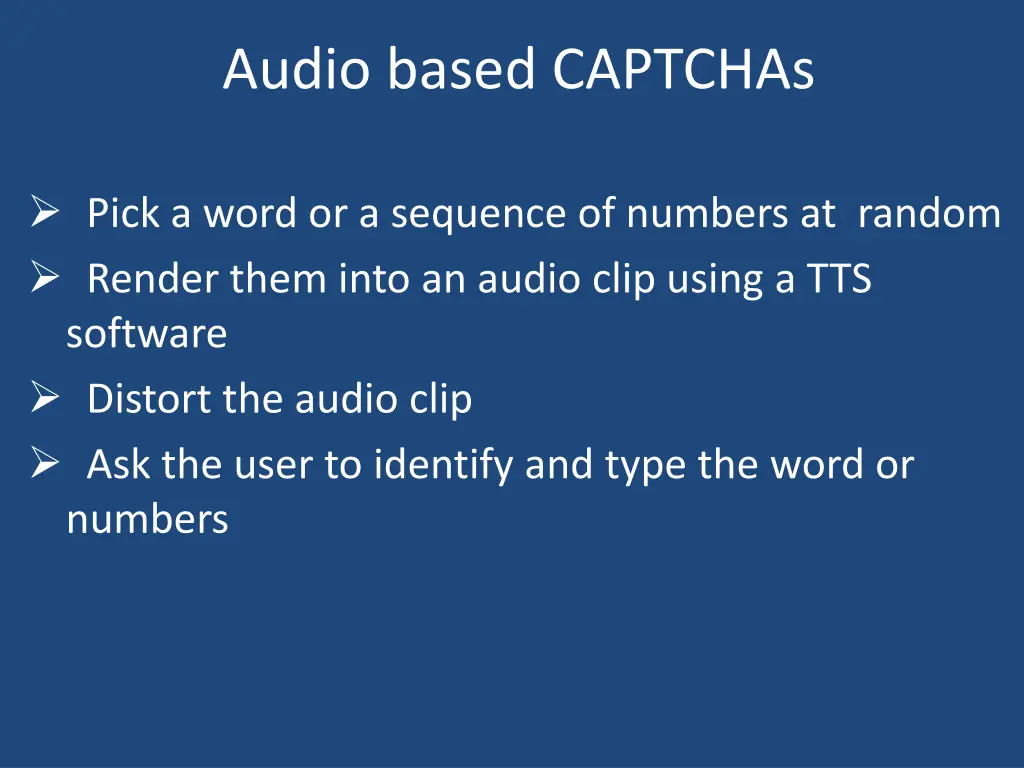 audio based captchas