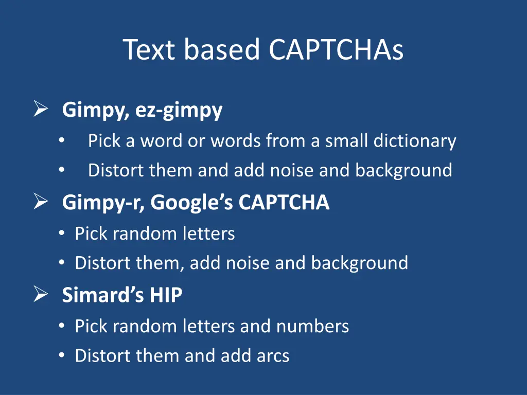 text based captchas