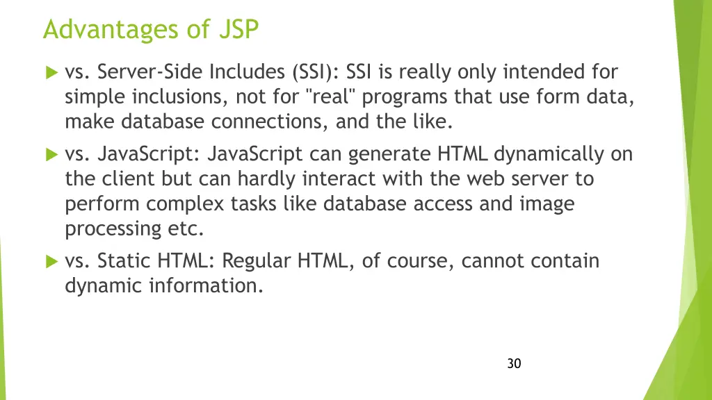 advantages of jsp 1
