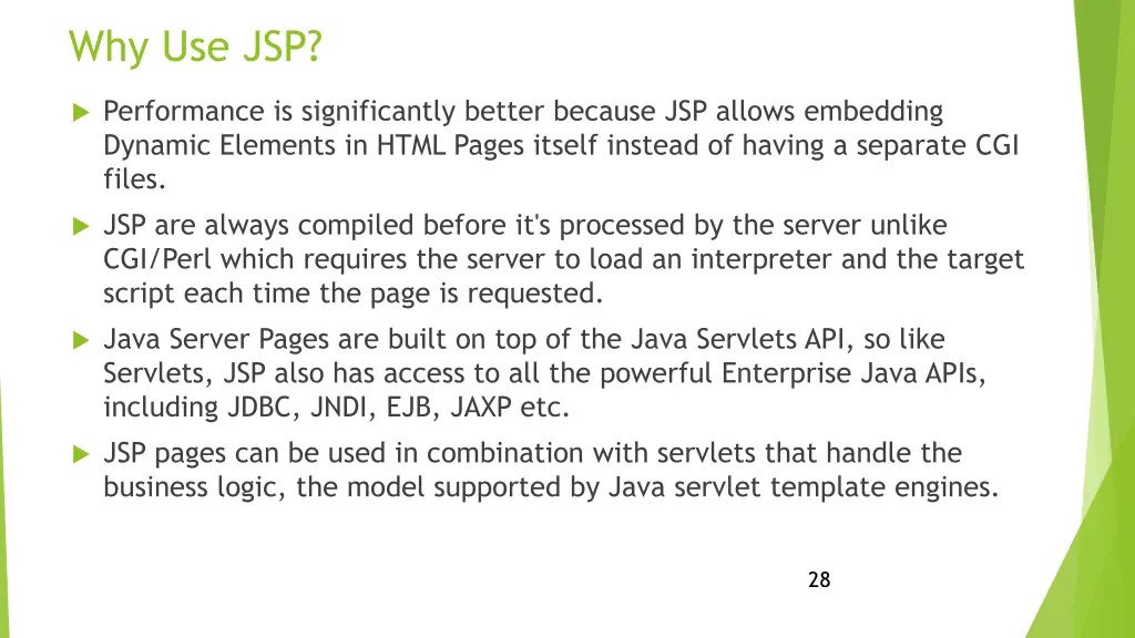 why use jsp