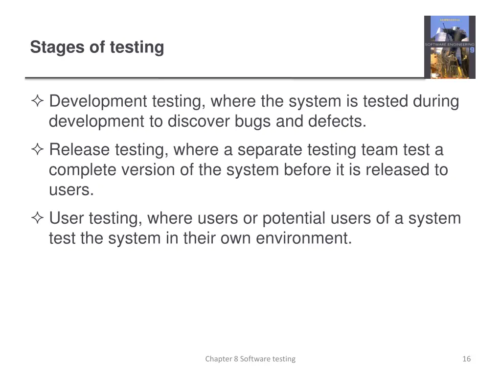stages of testing