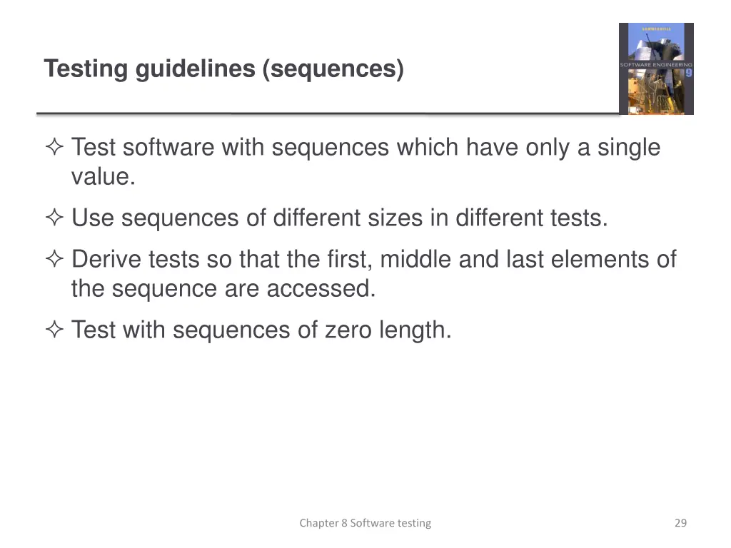 testing guidelines sequences