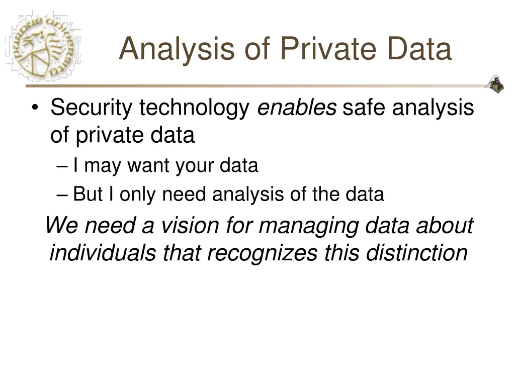 analysis of private data