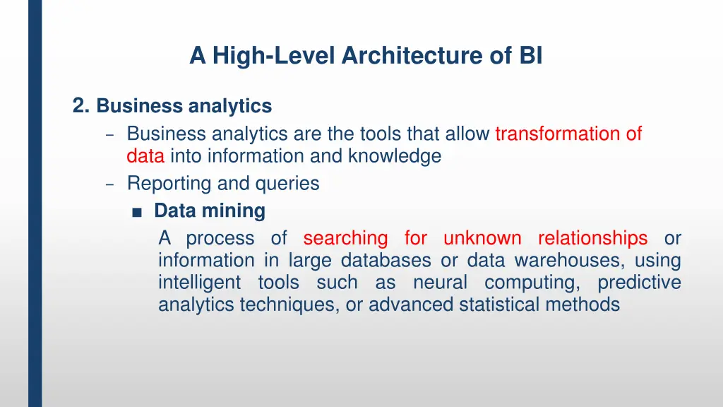 a high level architecture of bi 2