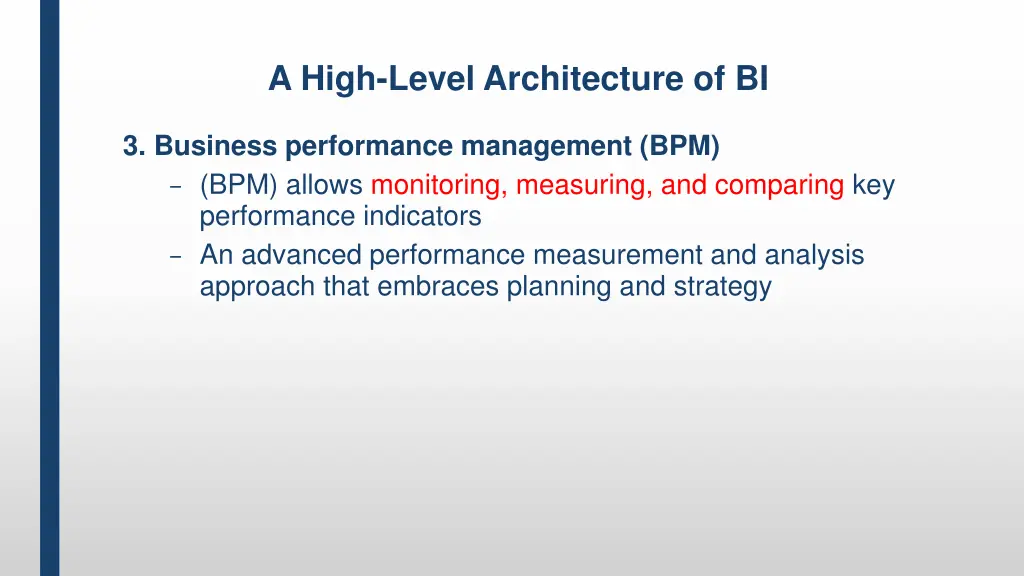 a high level architecture of bi 3