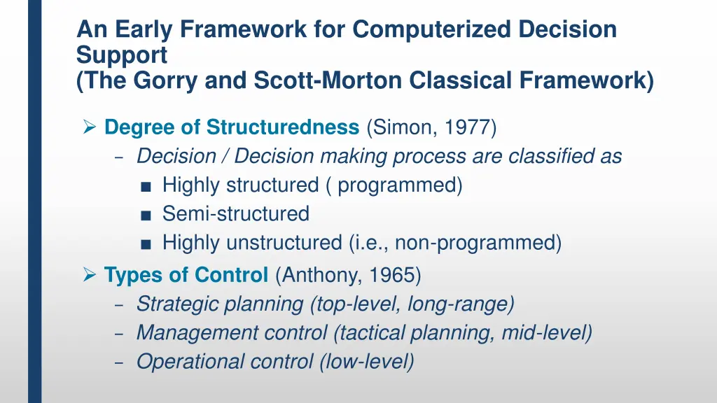 an early framework for computerized decision 1