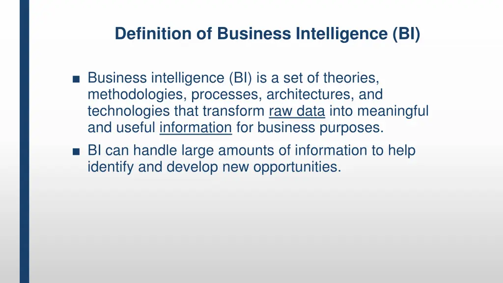 definition of business intelligence bi