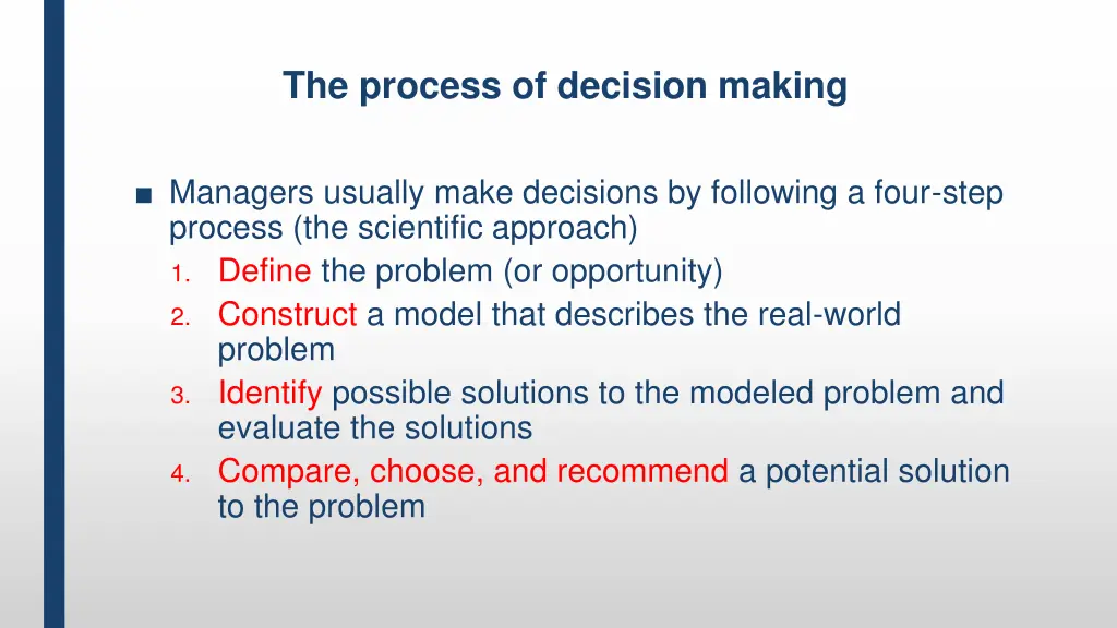 the process of decision making