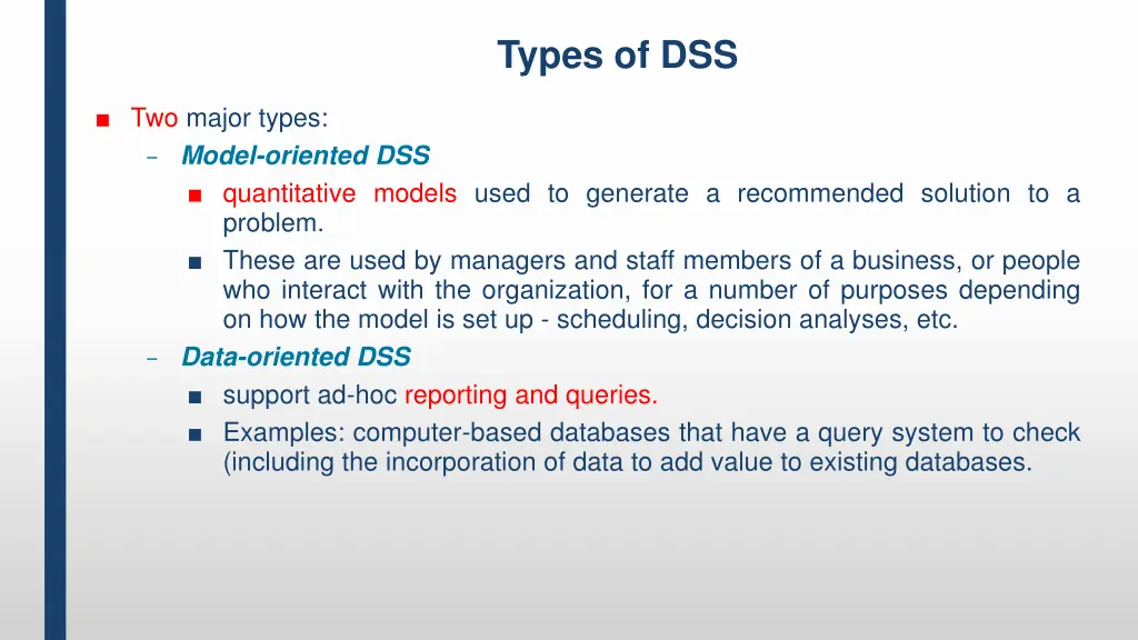 types of dss