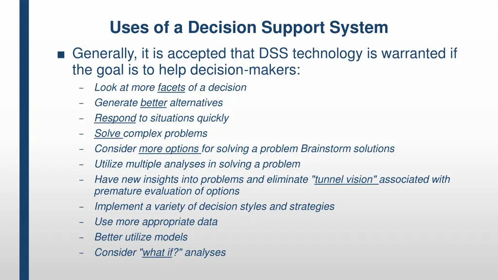 uses of a decision support system