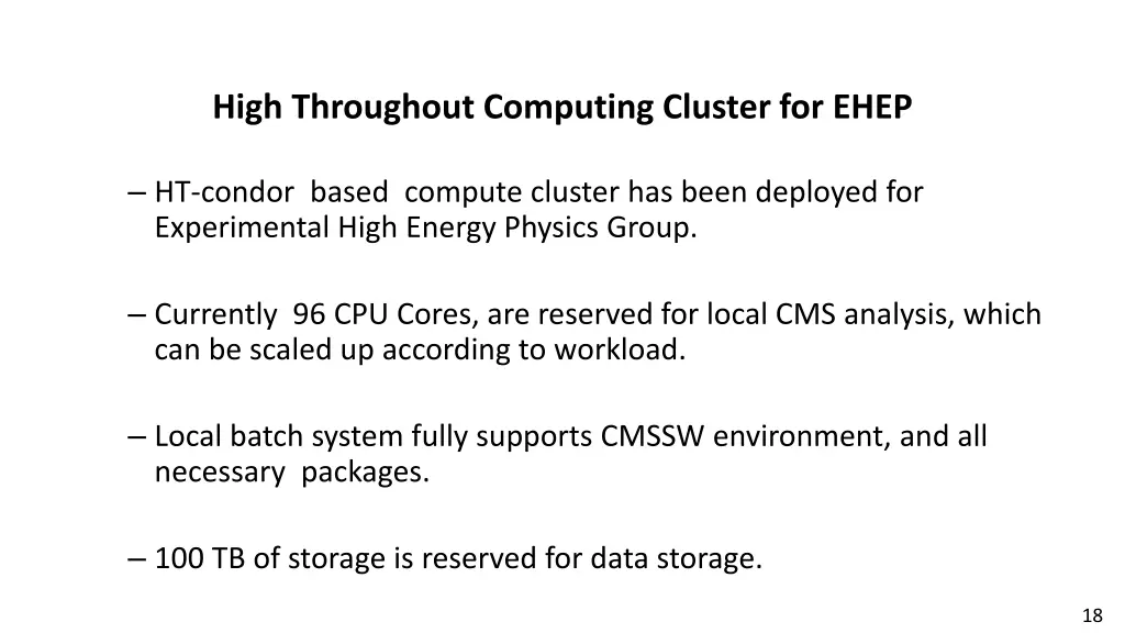 high throughout computing cluster for ehep