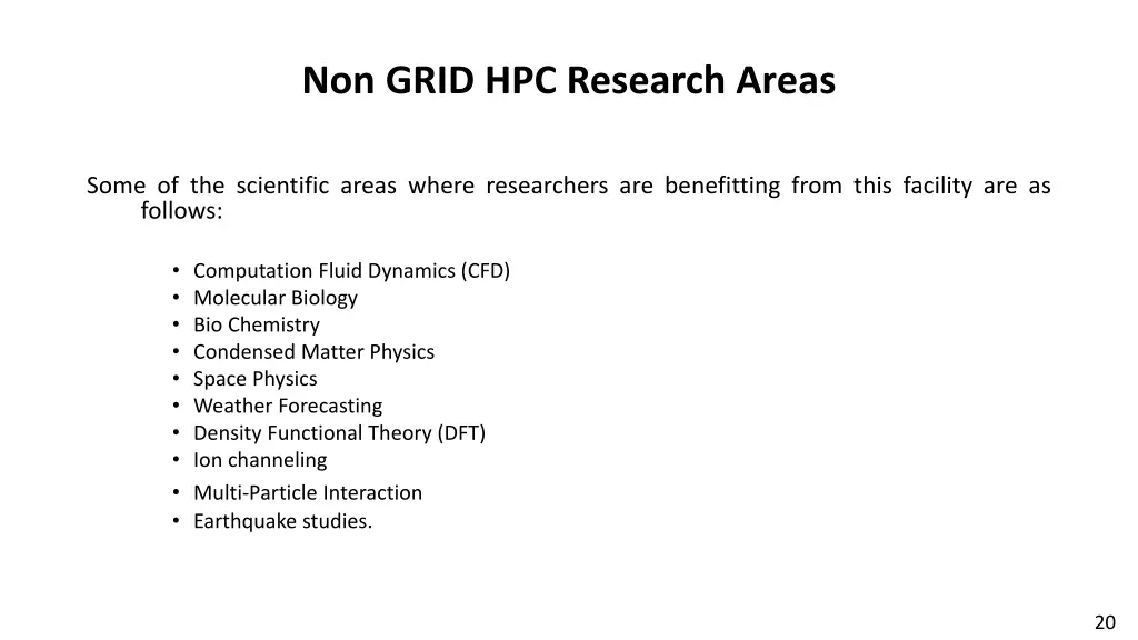 non grid hpc research areas