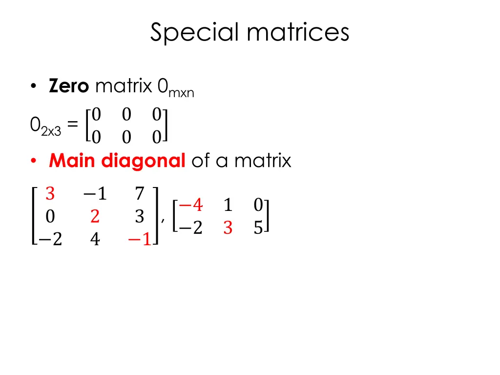 special matrices