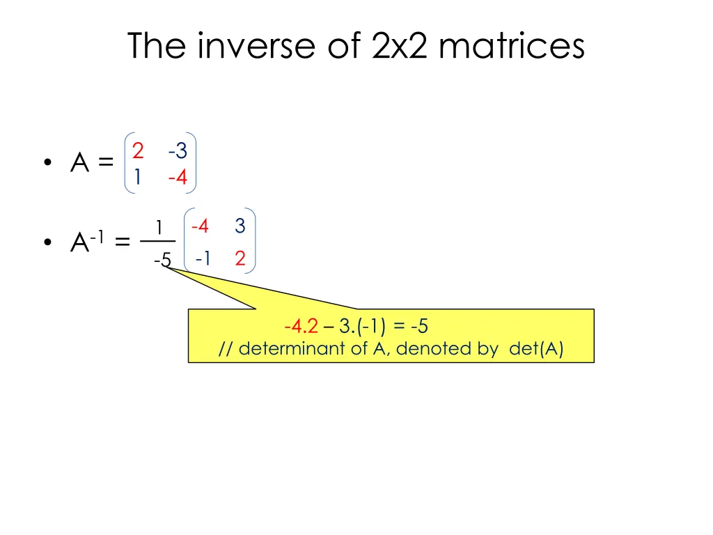the inverse of 2x2 matrices