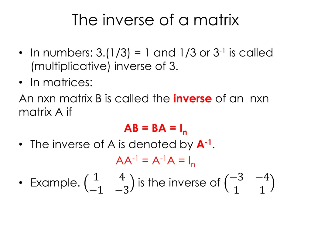the inverse of a matrix