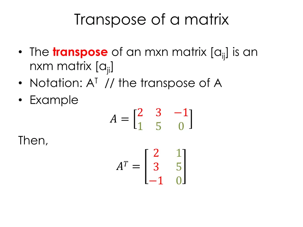 transpose of a matrix 1
