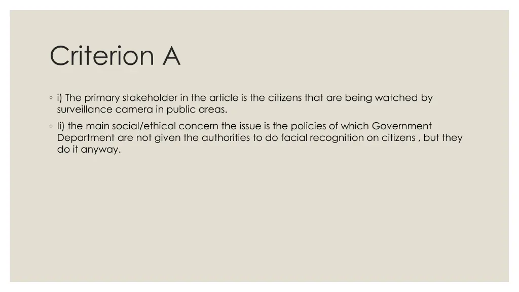 criterion a