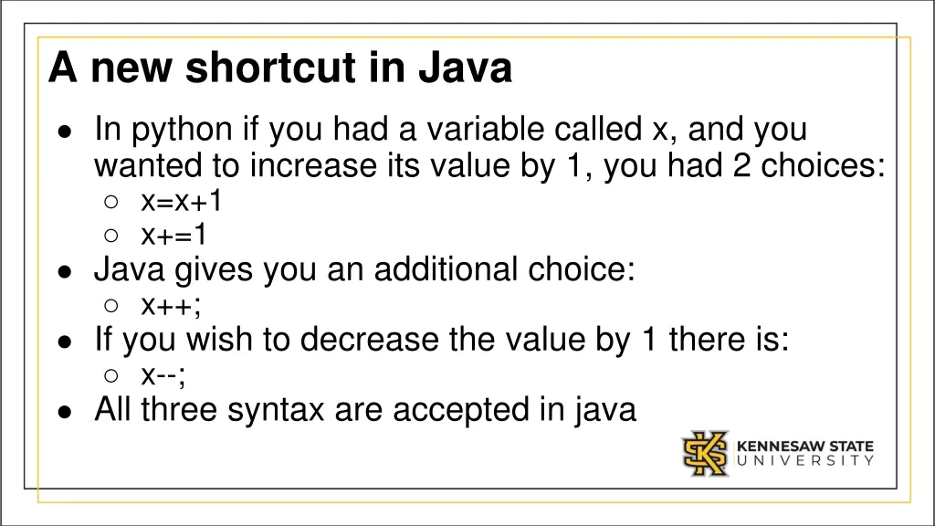 a new shortcut in java