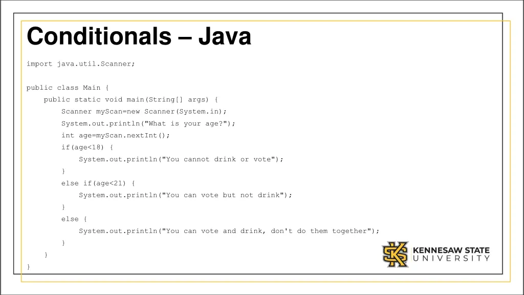 conditionals java