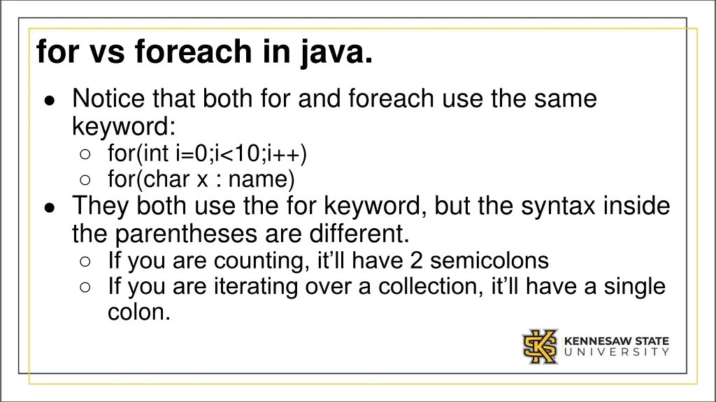 for vs foreach in java