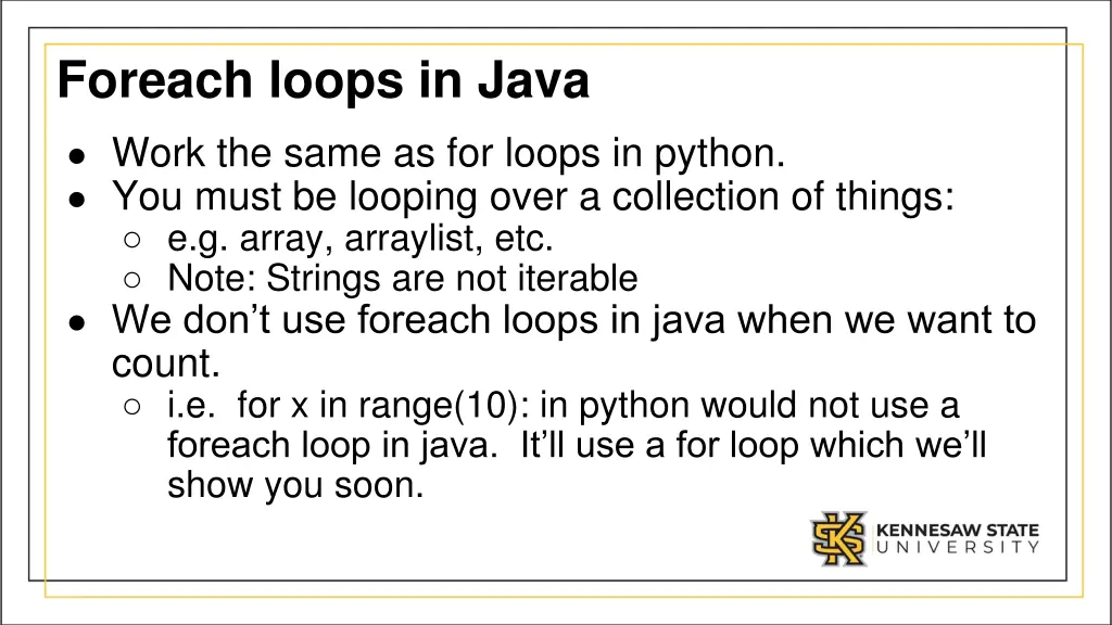 foreach loops in java