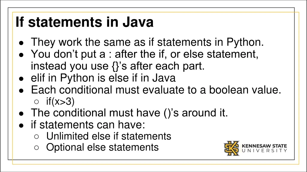 if statements in java