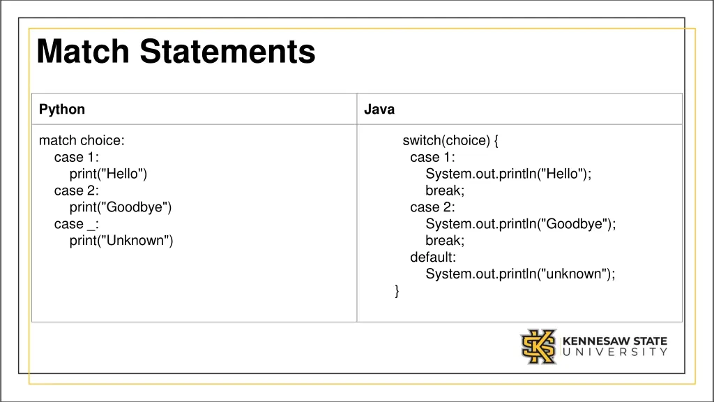 match statements