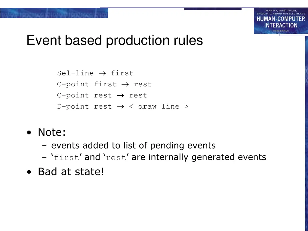 event based production rules