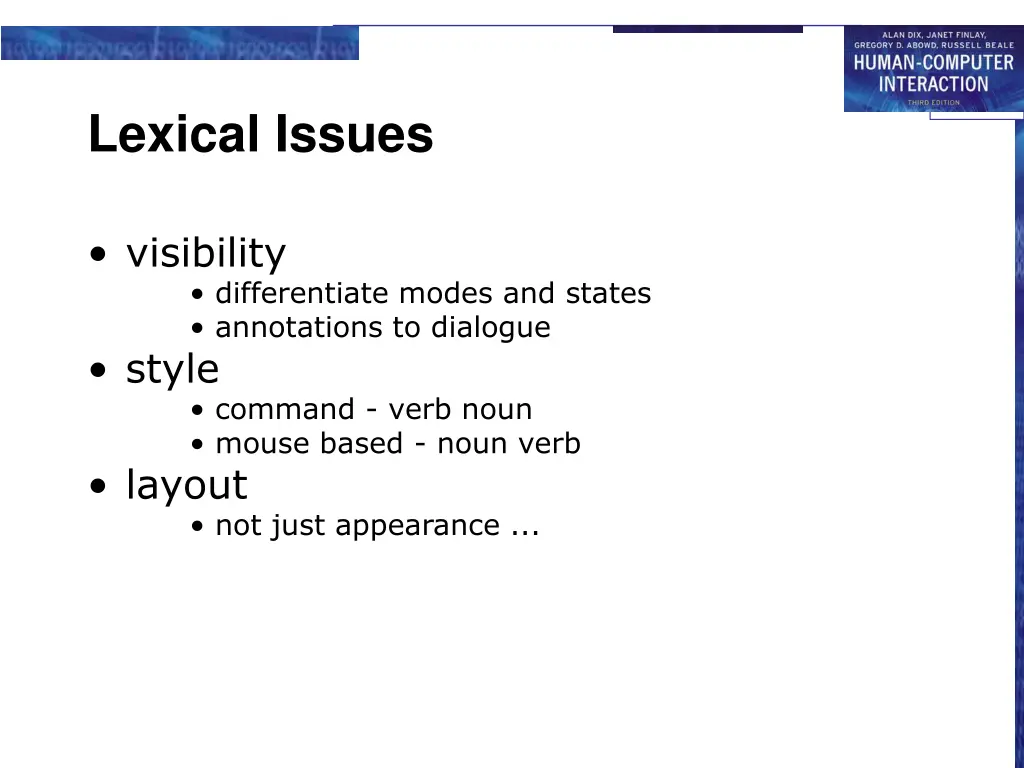 lexical issues