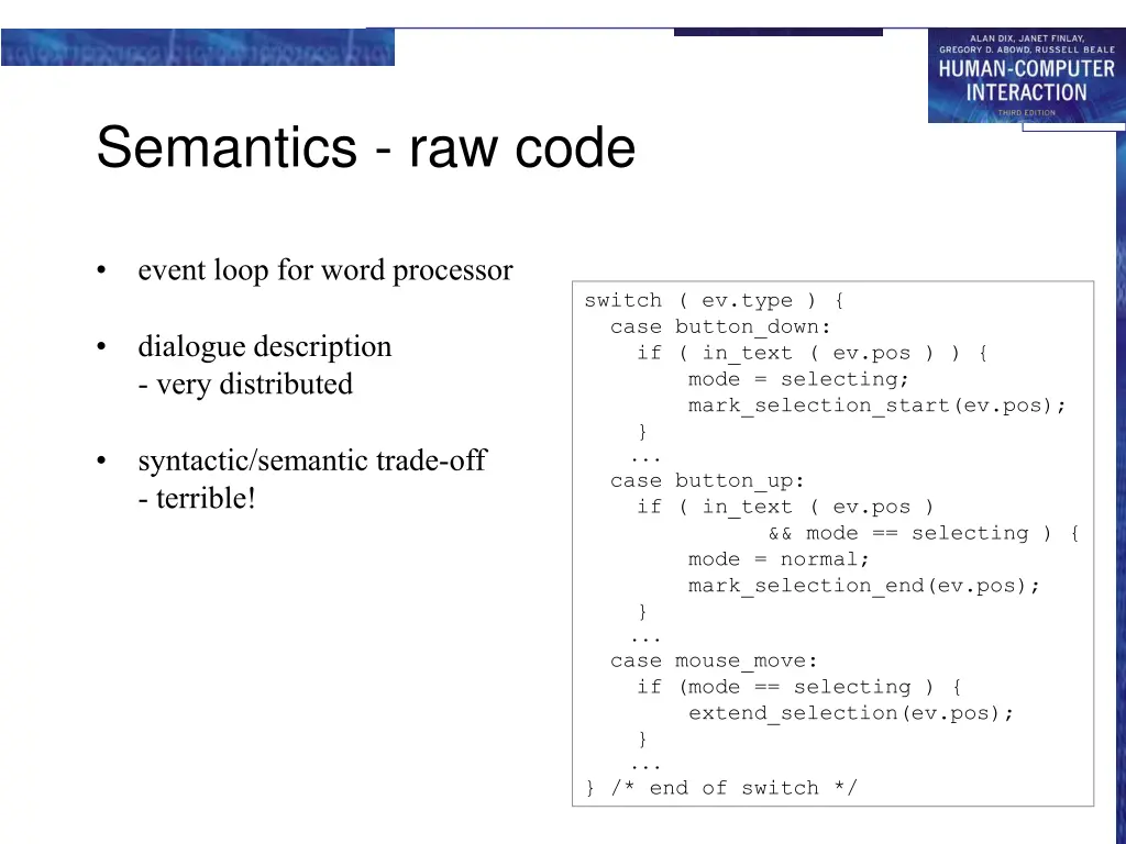 semantics raw code