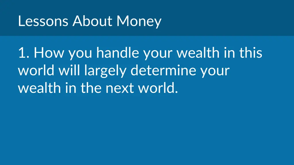 lessons about money