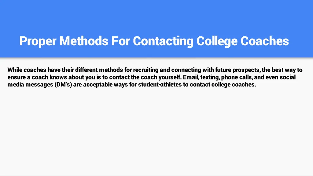 proper methods for contacting college coaches
