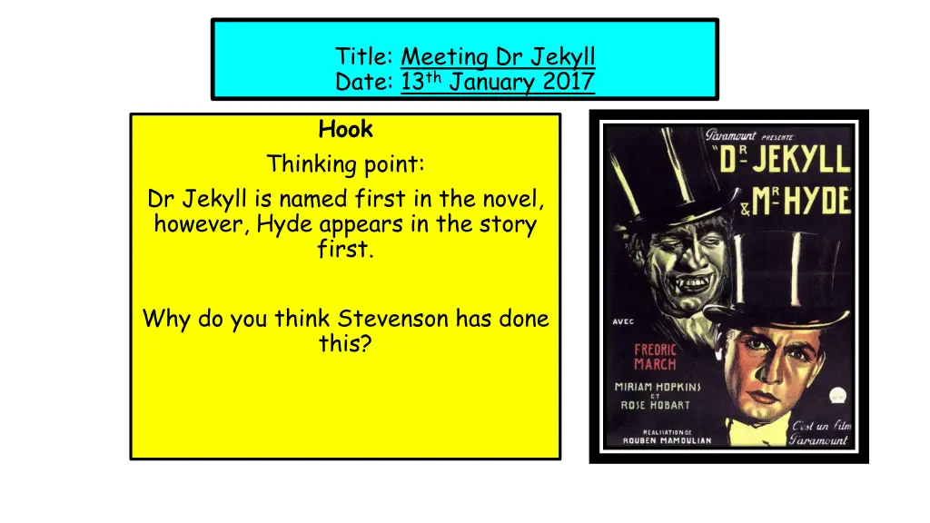 title meeting dr jekyll date 13 th january 2017