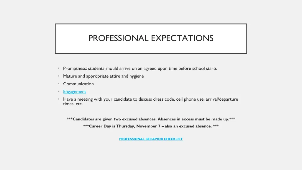 professional expectations