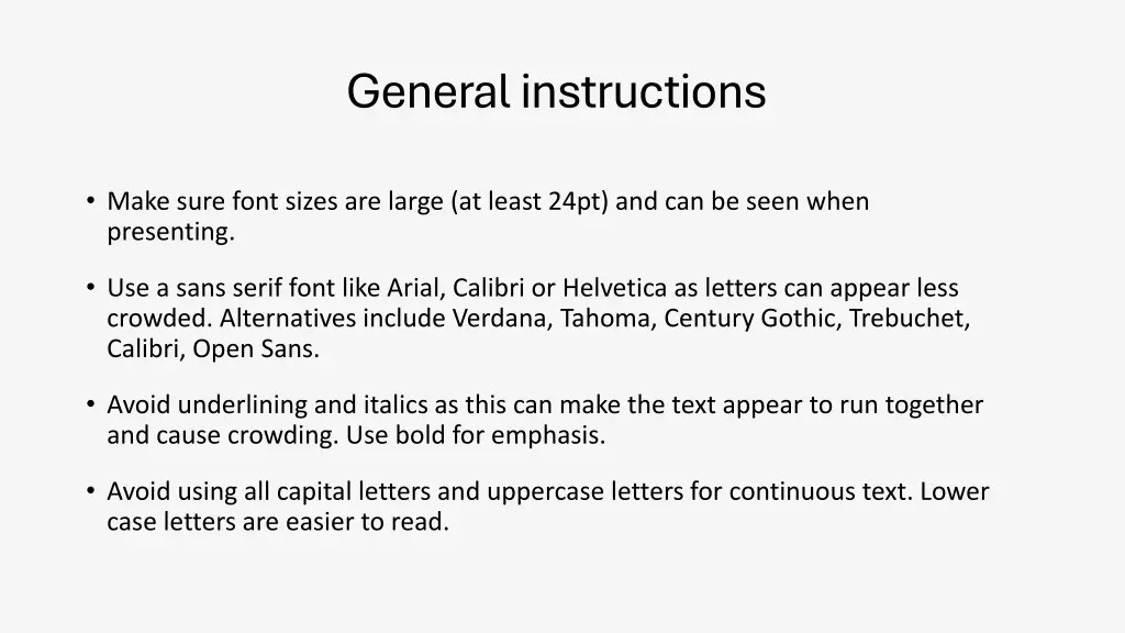 general instructions