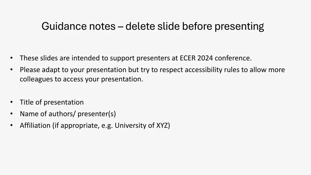 guidance notes delete slide before presenting