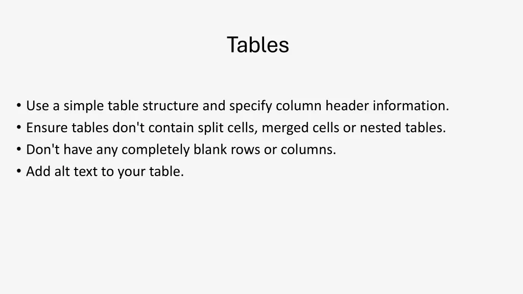 tables