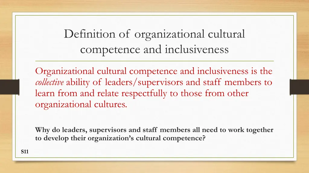 definition of organizational cultural competence