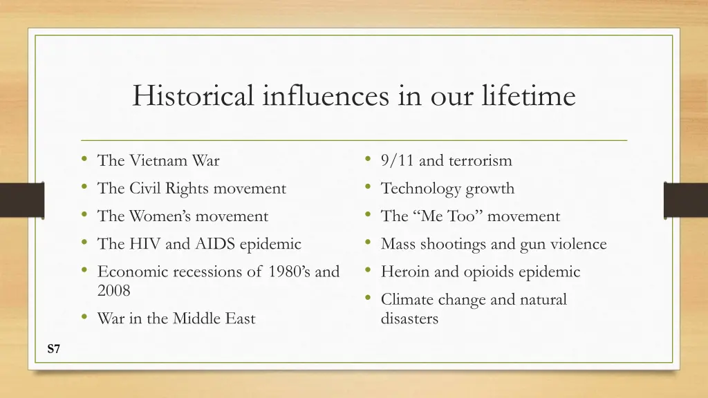 historical influences in our lifetime