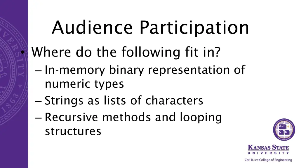 audience participation where do the following