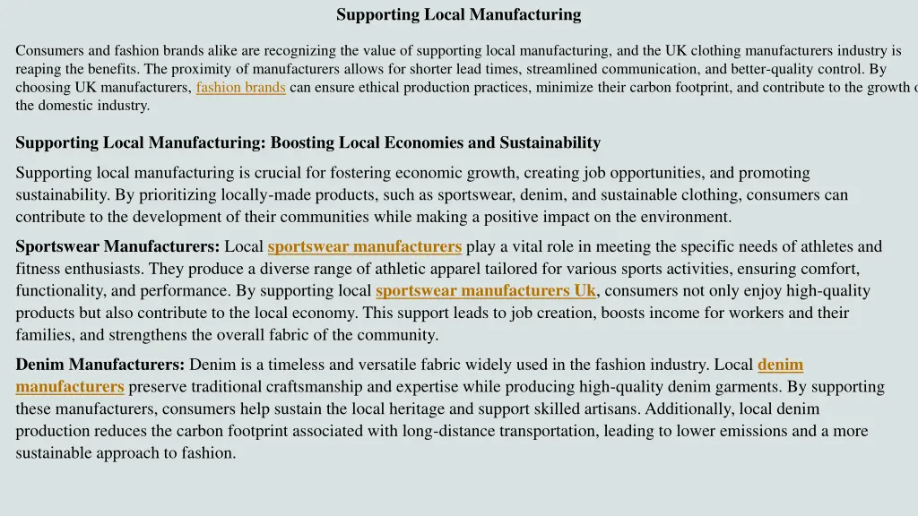 supporting local manufacturing