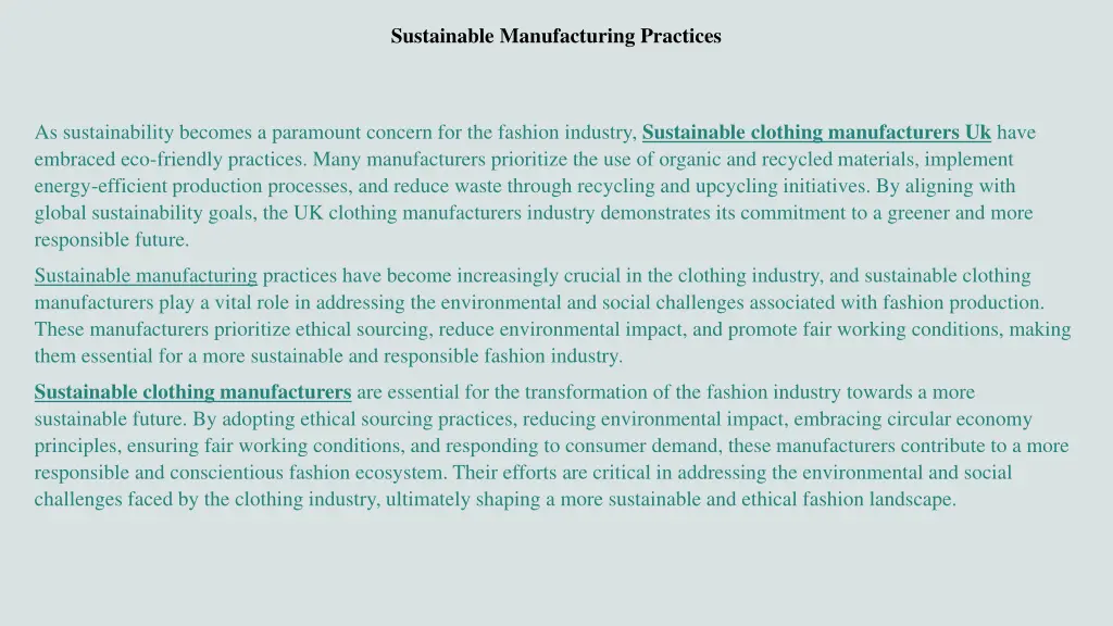 sustainable manufacturing practices